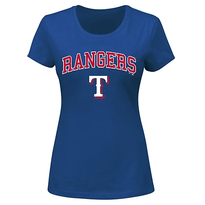 T-shirt Profile Royal Texas Rangers pour femmes, taille plus, avec logo en arc