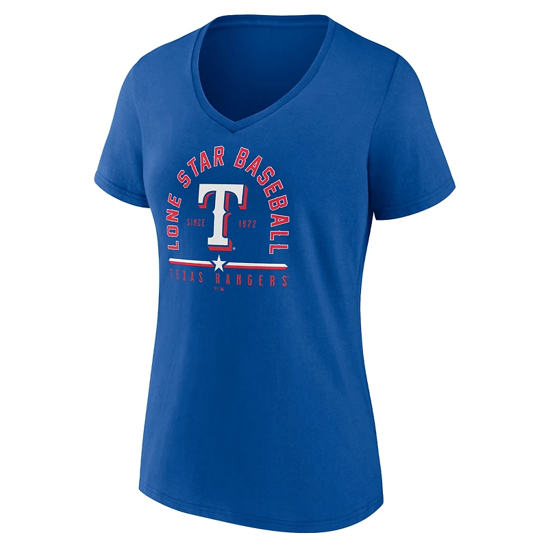 Women's Royal Texas Rangers Lone Star V-Neck T-Shirt
