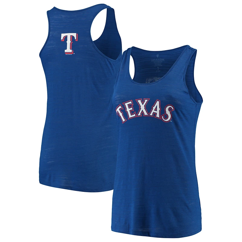 Women's Soft as a Grape Royal Texas Rangers Plus Swing for the Fences Racerback Tank Top