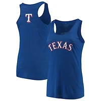 Women's Soft as a Grape Royal Texas Rangers Plus Swing for the Fences Racerback Tank Top