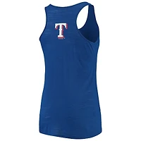 Women's Soft as a Grape Royal Texas Rangers Plus Swing for the Fences Racerback Tank Top