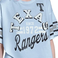 T-shirt court bleu clair Starter Texas Rangers pour femmes, « Hurry Up Offense »