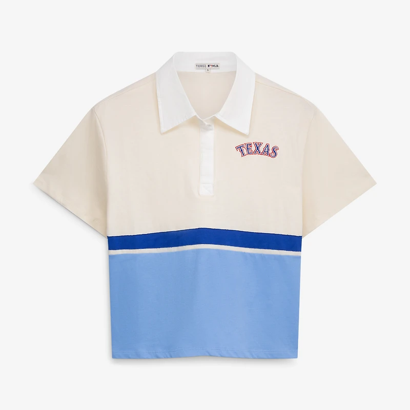 Women's Terez  Cream Texas Rangers Colorblock Rugby Polo