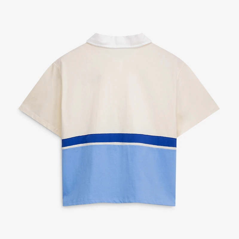 Women's Terez  Cream Texas Rangers Colorblock Rugby Polo