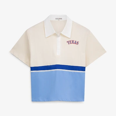 Women's Terez Cream Texas Rangers Colorblock Rugby Polo