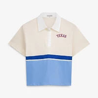 Women's Terez  Cream Texas Rangers Colorblock Rugby Polo