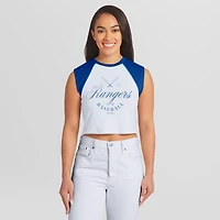 Débardeur raglan court blanc Texas Rangers Cooperstown de la marque WEAR by Erin Andrews pour femmes