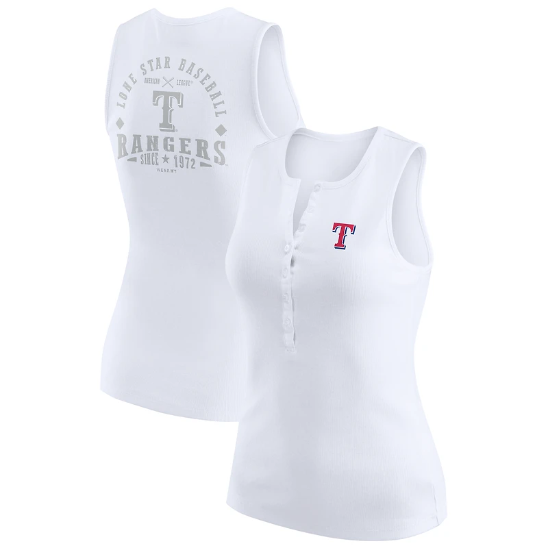 Débardeur Henley côtelé blanc Texas Rangers pour femme WEAR by Erin Andrews