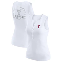 Women's WEAR by Erin Andrews White Texas Rangers Rib-Knit Henley Tank Top