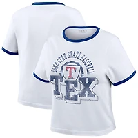 Women's WEAR by Erin Andrews  White Texas Rangers Ringer Baby T-Shirt