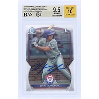 Wyatt Langford Texas Rangers Autographed 2023 Bowman Chrome Draft #BDC-106 Beckett Fanatics Witnessed Authenticated / Card