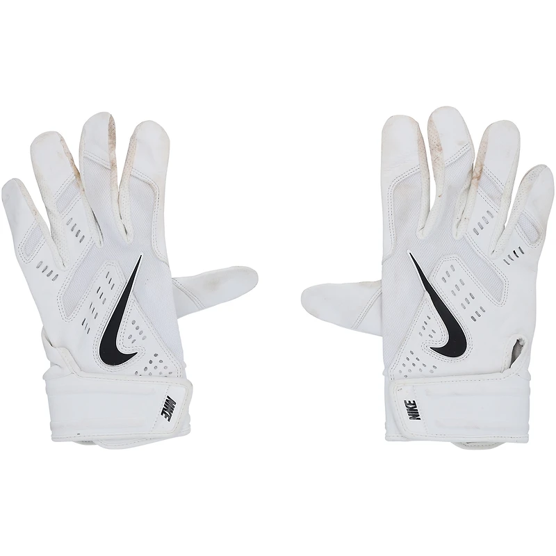 Wyatt Langford Texas Rangers Autographed Game-Used White Nike Batting Gloves from the 2025 MLB Season - HH98516079-80
