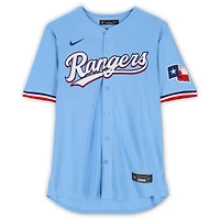 Maillot Nike Limited bleu clair autographié de Wyatt Langford, Texas Rangers