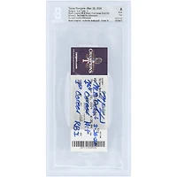 Wyatt Langford Texas Rangers Autographed MLB Debut #/24 Beckett Fanatics Witnessed Authenticated Auto 10 Ticket from March 28, 2024 with Multiple Inscriptions
