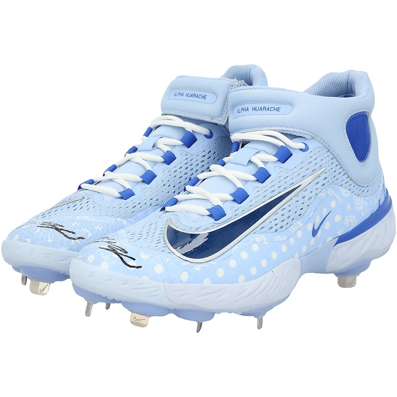 Wyatt Langford Texas Rangers Autographed Player-Issued Blue Nike Cleats from the 2025 MLB Season