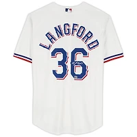 Wyatt Langford Texas Rangers Autographed White Nike Replica Jersey