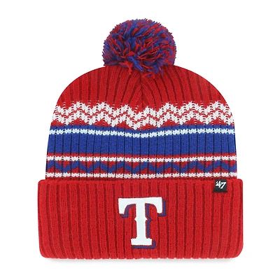 Youth '47  Red Texas Rangers Polar Vortex Cuffed Knit Hat with Pom