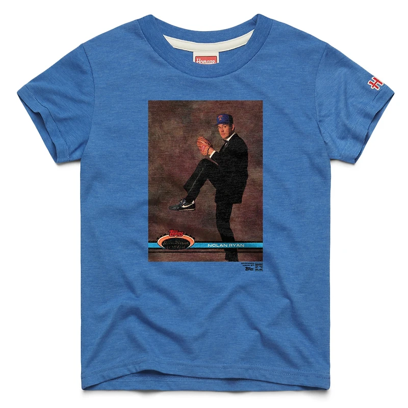 Youth Homage Nolan Ryan Royal Texas Rangers Topps Baseball Card Tri-Blend T-Shirt