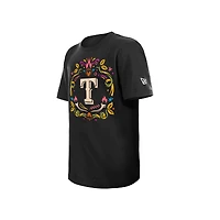 T-shirt noir Texas Rangers Día de los Muertos pour jeunes New Era