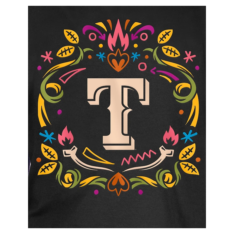 Youth New Era Black Texas Rangers Día de los Muertos T-Shirt