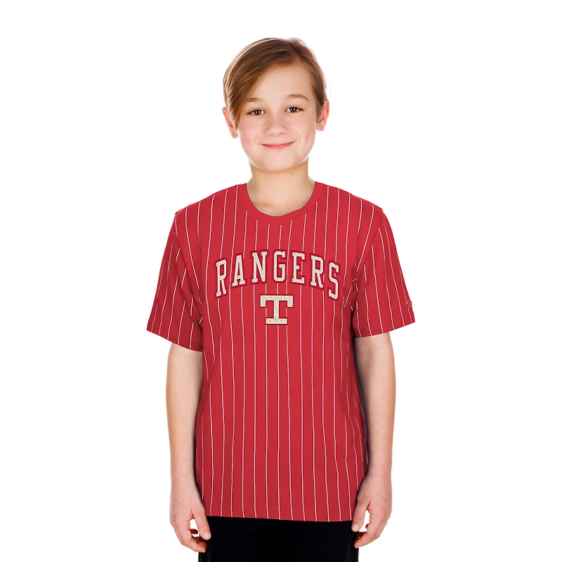 Youth New Era Red Texas Rangers 2026 City Connect Pinstripe T-Shirt