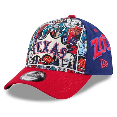 Casquette ajustable New Era 9FORTY Texas Rangers 2025 MLB Players' Weekend Royal/Red pour jeunes