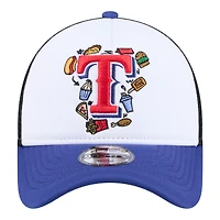 Youth New Era White/Royal Texas Rangers Food A-Frame 9FORTY Trucker Adjustable Hat