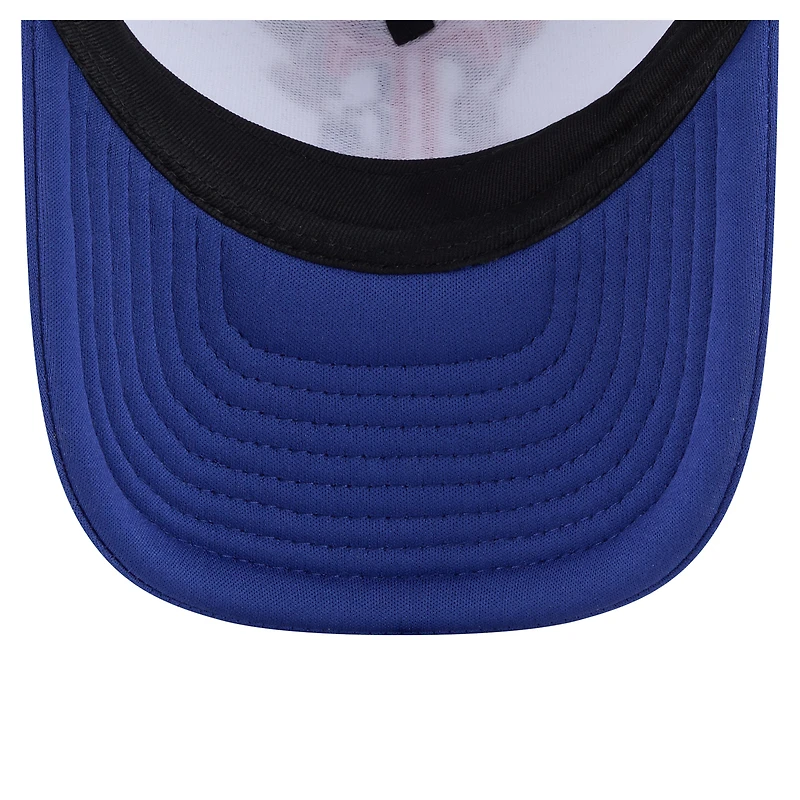 Youth New Era White/Royal Texas Rangers Food A-Frame 9FORTY Trucker Adjustable Hat