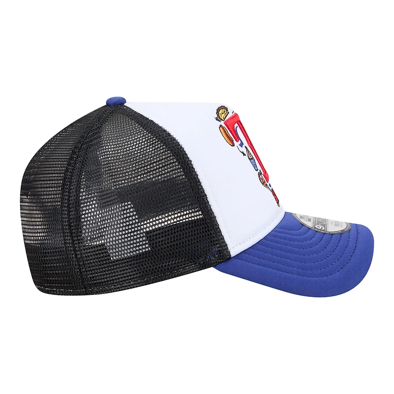 Youth New Era White/Royal Texas Rangers Food A-Frame 9FORTY Trucker Adjustable Hat
