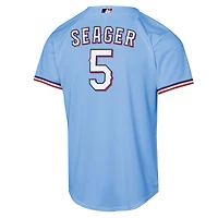 Maillot réplique alternatif bleu clair Nike Corey Seager des Texas Rangers pour jeunes