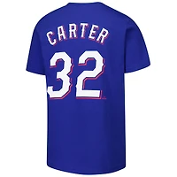 T-shirt Nike Royal Texas Rangers avec nom et numéro pour jeune Evan Carter