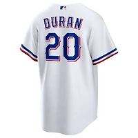 Maillot Nike Ezequiel Duran blanc pour jeune, réplique à domicile des Texas Rangers