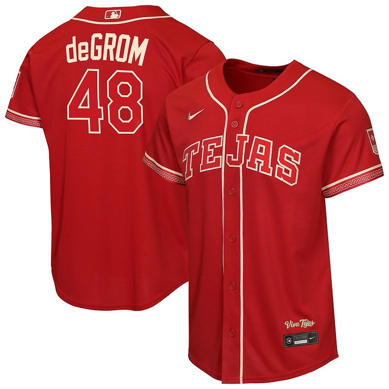 Youth Nike Jacob deGrom Red Texas Rangers 2026 City Connect Stadium Jersey