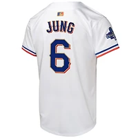 Maillot de joueur Nike Josh Jung blanc Texas Rangers 2024 Gold Collection Limited pour jeune