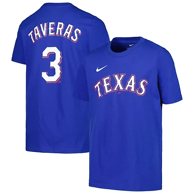 T-shirt Nike pour enfant Leody Taveras des Royal Texas Rangers, avec nom et numéro