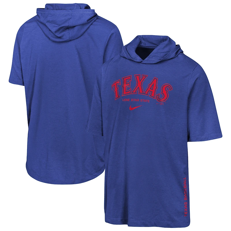 T-shirt à capuche Nike Royal Texas Rangers pour jeunes Dri-FIT