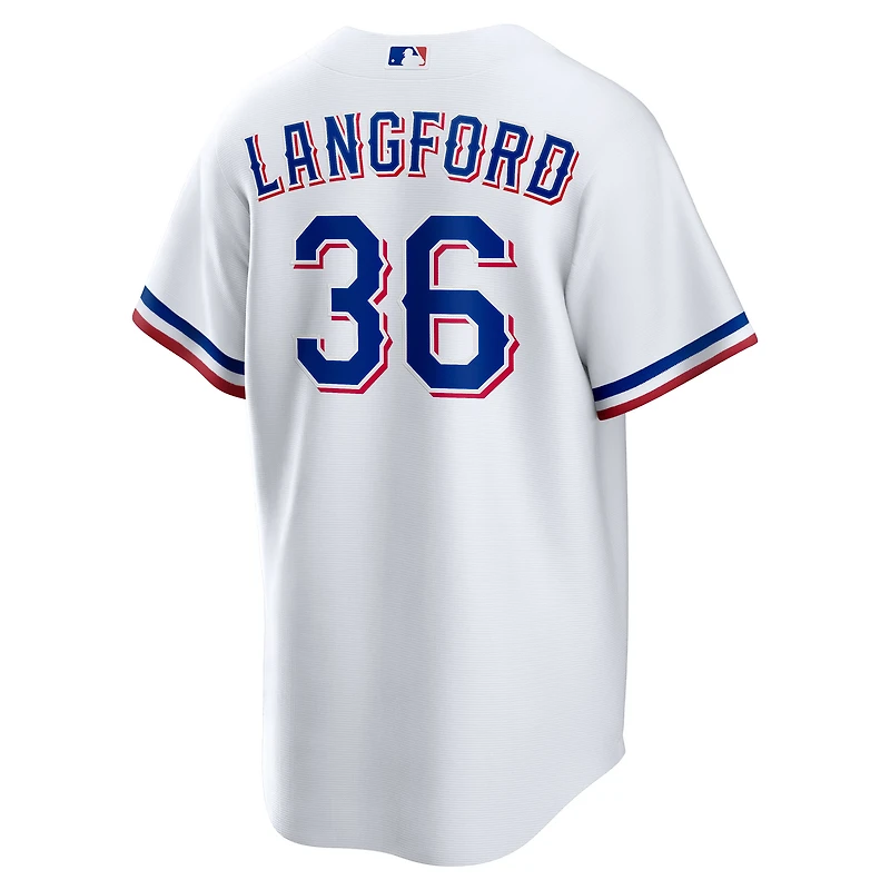 Maillot Nike Wyatt Langford blanc réplique domicile des Texas Rangers pour jeunes