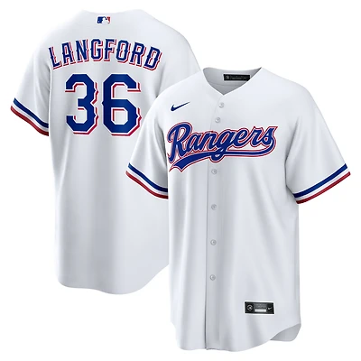 Maillot Nike Wyatt Langford blanc réplique domicile des Texas Rangers pour jeunes