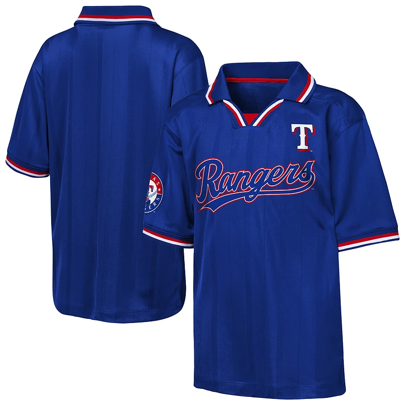 Youth Outerstuff Blue Texas Rangers Y2 Tech Stadium Fashion Collar T-Shirt