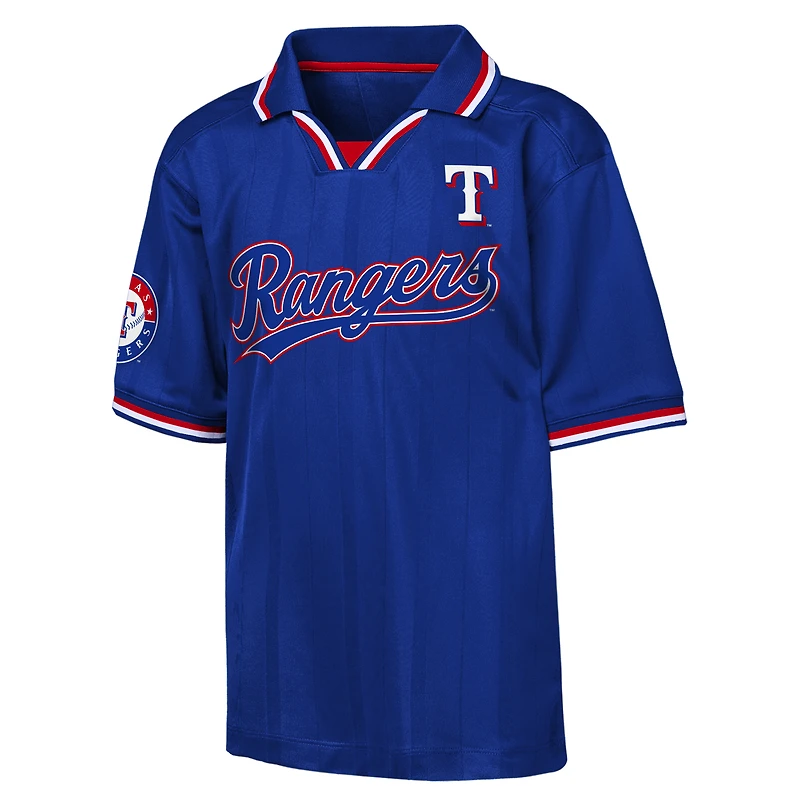 T-shirt à col mode Y2 Tech Stadium bleu Outerstuff pour jeunes Texas Rangers