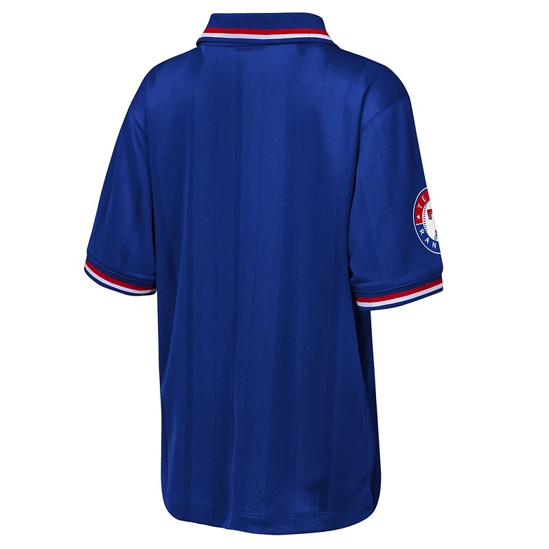 Youth Outerstuff Blue Texas Rangers Y2 Tech Stadium Fashion Collar T-Shirt