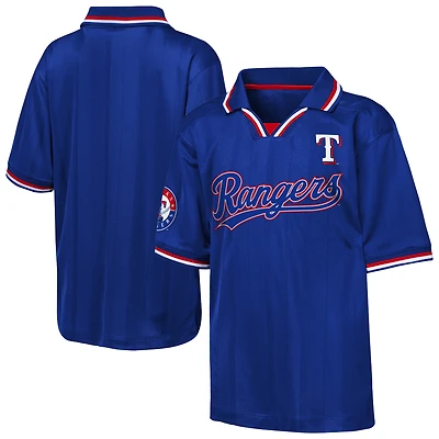 T-shirt à col mode Y2 Tech Stadium bleu Outerstuff pour jeunes Texas Rangers