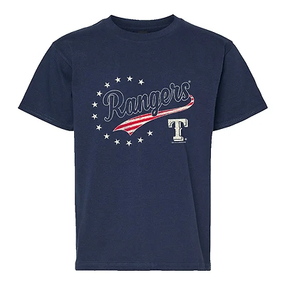 T-shirt américain Texas Rangers bleu marine pour jeunes, doux comme un raisin