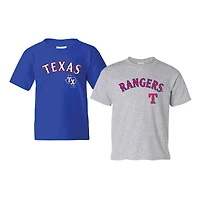 Youth Soft as a Grape  Royal/Heather Gray Texas Rangers 2-Pack Logo T-Shirt Set