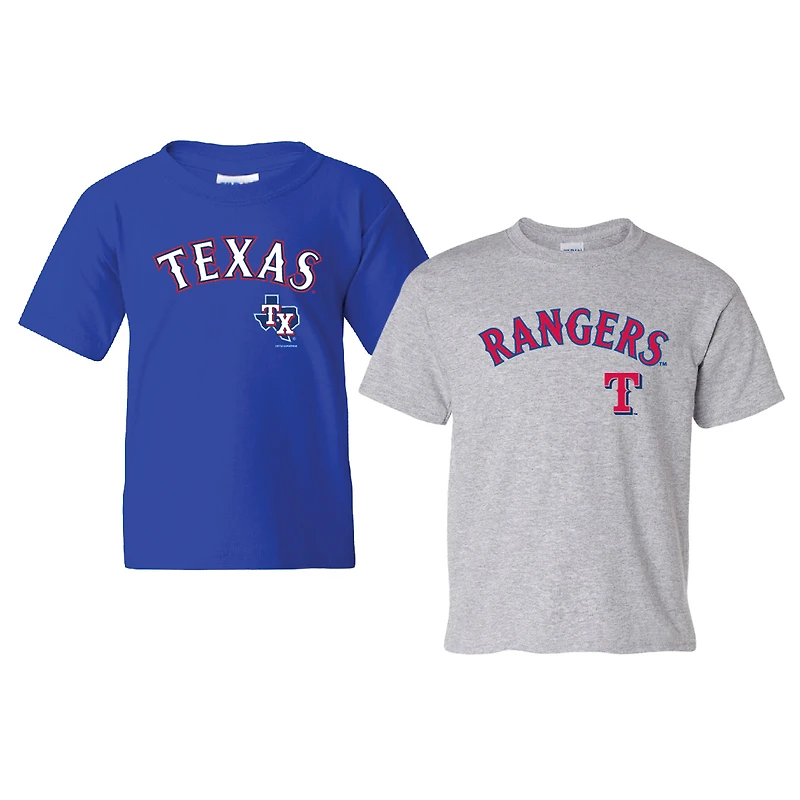 Youth Soft as a Grape Royal/Heather Gray Texas Rangers Cooperstown 2-Pack T-Shirt Set