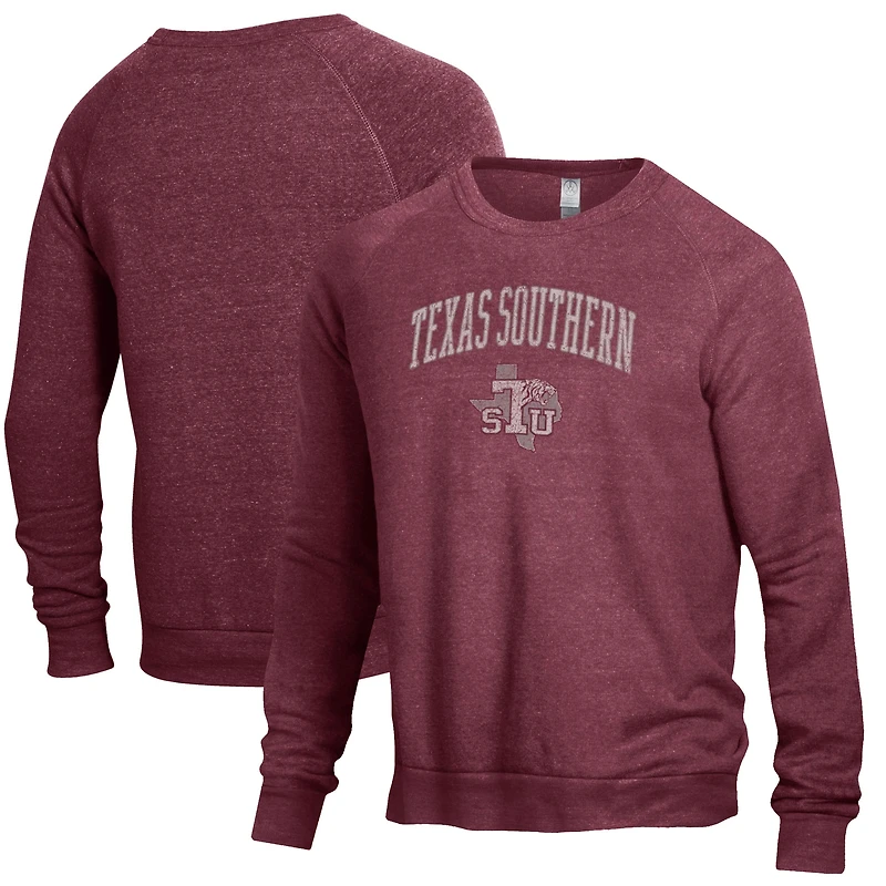 Men's Alternative Apparel Heathered Maroon Texas Southern Tigers The Champ Raglan Pullover Sweatshirt