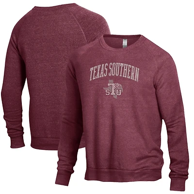 Men's Alternative Apparel Heathered Maroon Texas Southern Tigers The Champ Raglan Pullover Sweatshirt