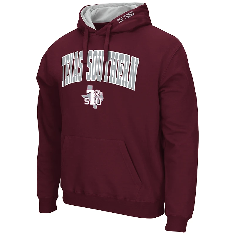 Men's Colosseum Maroon Texas Southern Tigers Arch & Logo 3.0 Pullover Hoodie