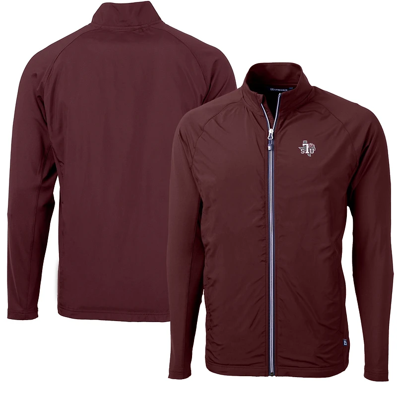 Veste hybride recyclée entièrement zippée en tricot écologique Adapt pour homme, marron, des Texas Southern Tigers, Cutter & Buck