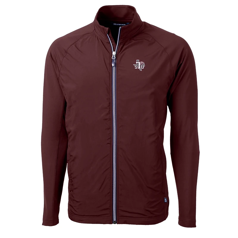 Men's Cutter & Buck Maroon Texas Southern Tigers Adapt Eco Knit Hybrid Recycled Full-Zip Jacket
